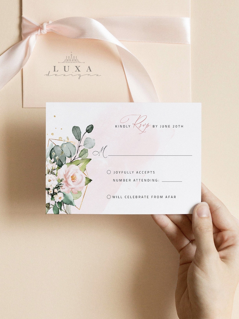 LILIA template bundle, wedding invites with rsvp Blush Geometric Wedding Invitation boho wedding invitation blush wedding invitation