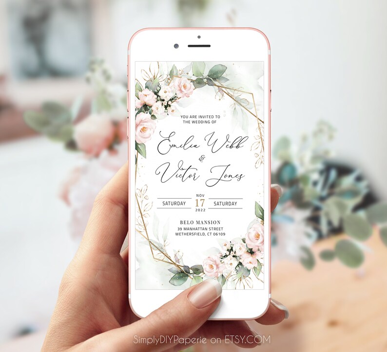 Electronic Wedding Invitation Template E Invite Wedding Etsy Canada
