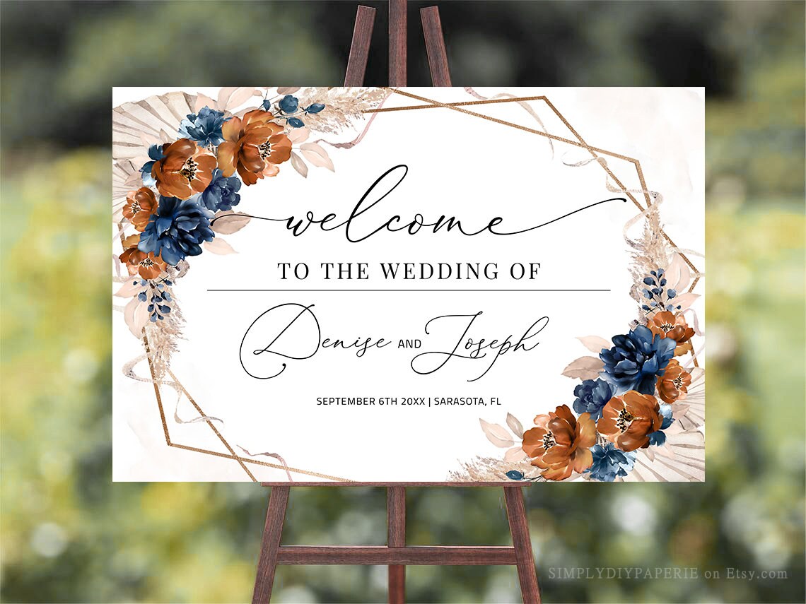 Rust Welcome Sign Template Terracotta Wedding Welcome Sign - Etsy UK