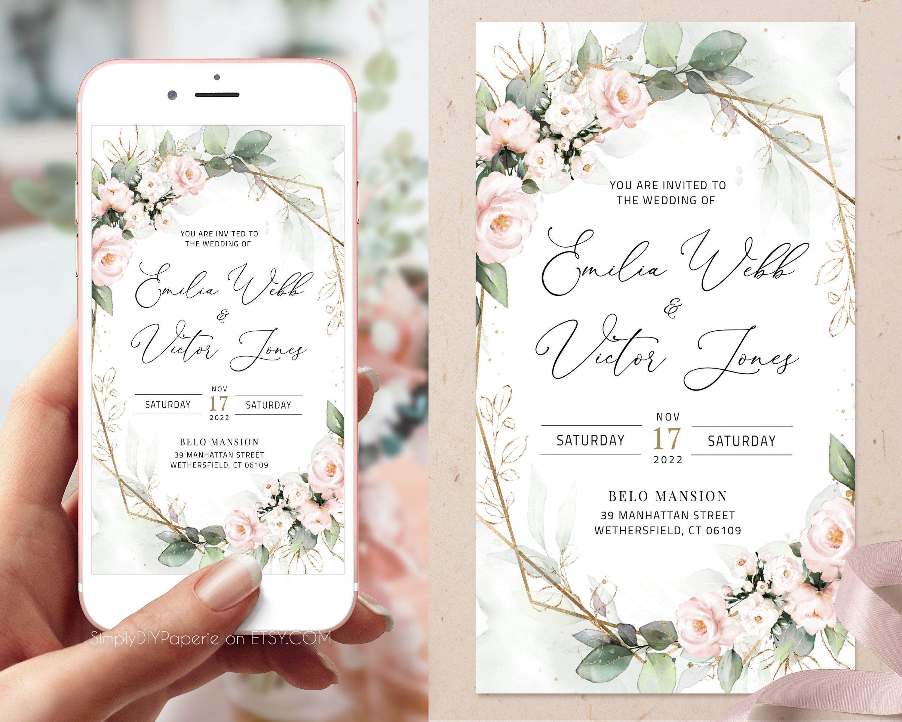 Electronic Wedding Invitation Template e invite wedding | Etsy