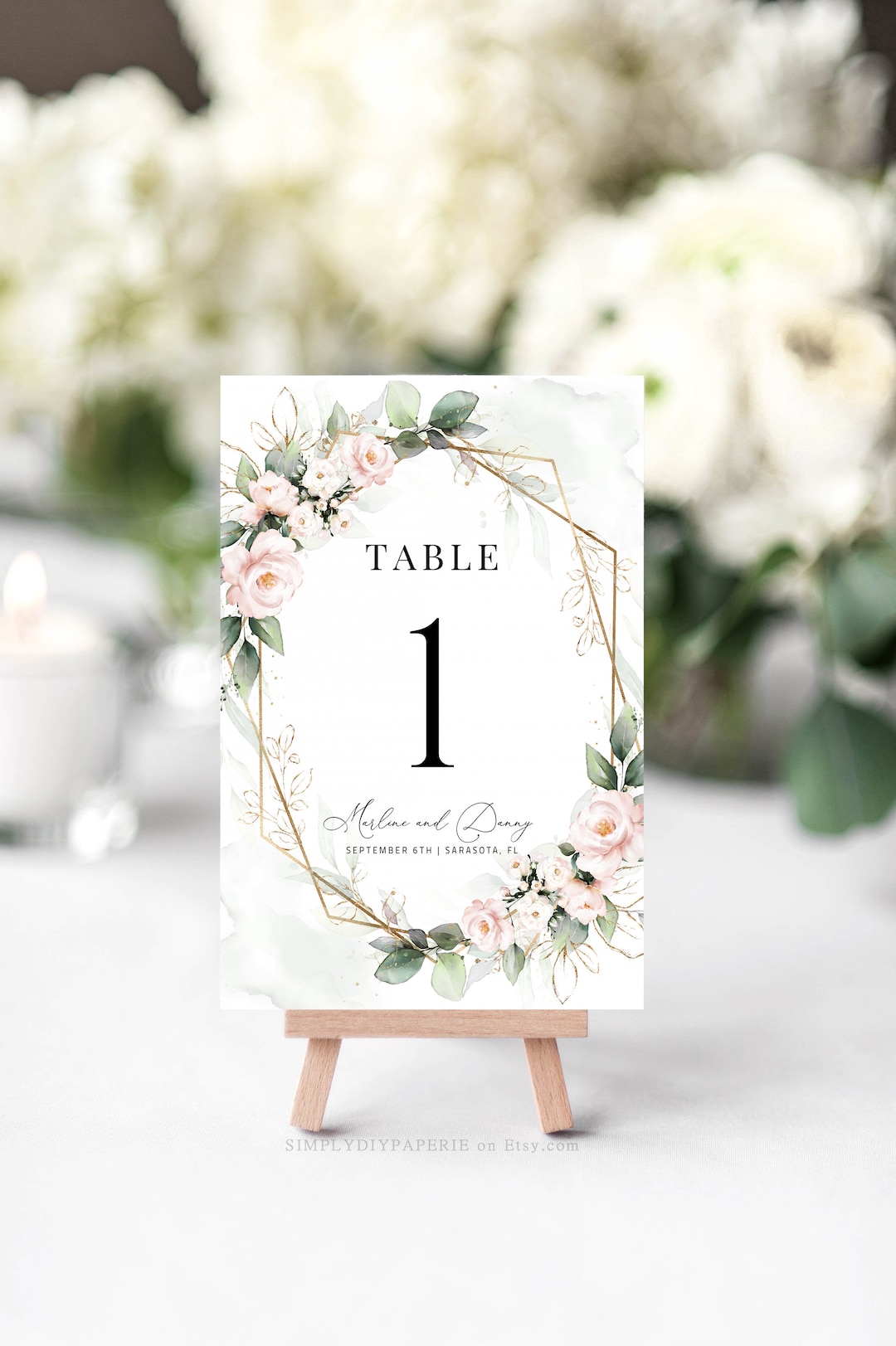 Blush Table Number Template Blush Floral Table Number Etsy