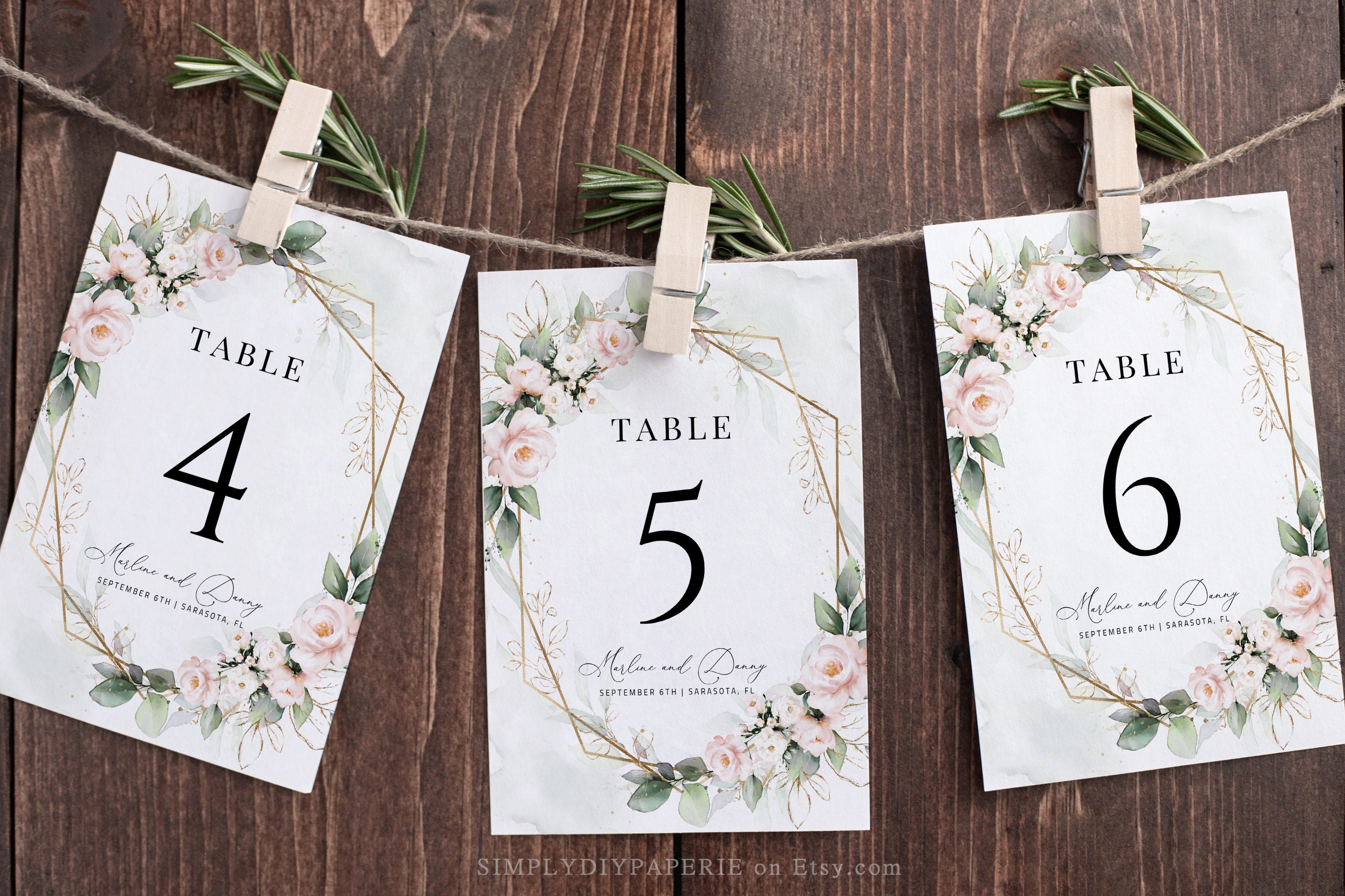 Blush Table Number Template Blush Floral Table Number Etsy UK