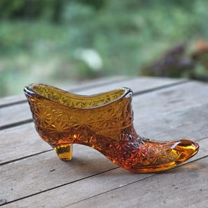L.G. Wright Daisy and Button Glass Slipper Amber and Turquoise