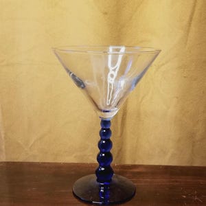 Libbey Metropolis Cobalt Blue Bubble Stem Martini Glass