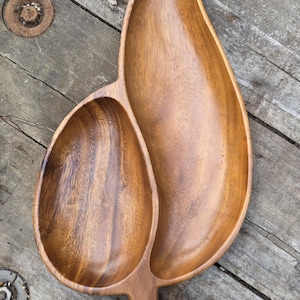 Vintage Monkey Pod Acacia Wood Partitioned Serving Tray