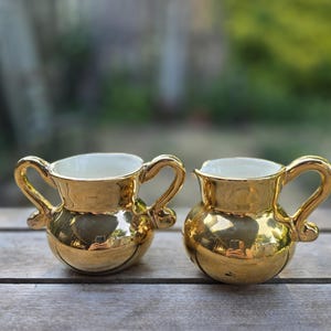 Porcelain and Gold Cream and Sugar Set  From Austria