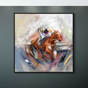 Polo Player Painting on Canvas, Horse Artwork Canvas Print, Impressionist Equestrian Art, Horse Farmhouse Decor