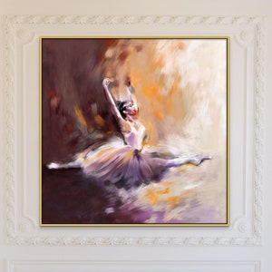 Ballerina Painting Canvas Ballerina Wall Art, Ballet Dancer Framed Canvas Print, Dance Studio Wall Decor, Dancer Gift