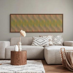 Earth Tone Geometric Abstract Canvas, Mid Century Modern Wall Art, Camel Olive Minimalist Layered Grid Painting