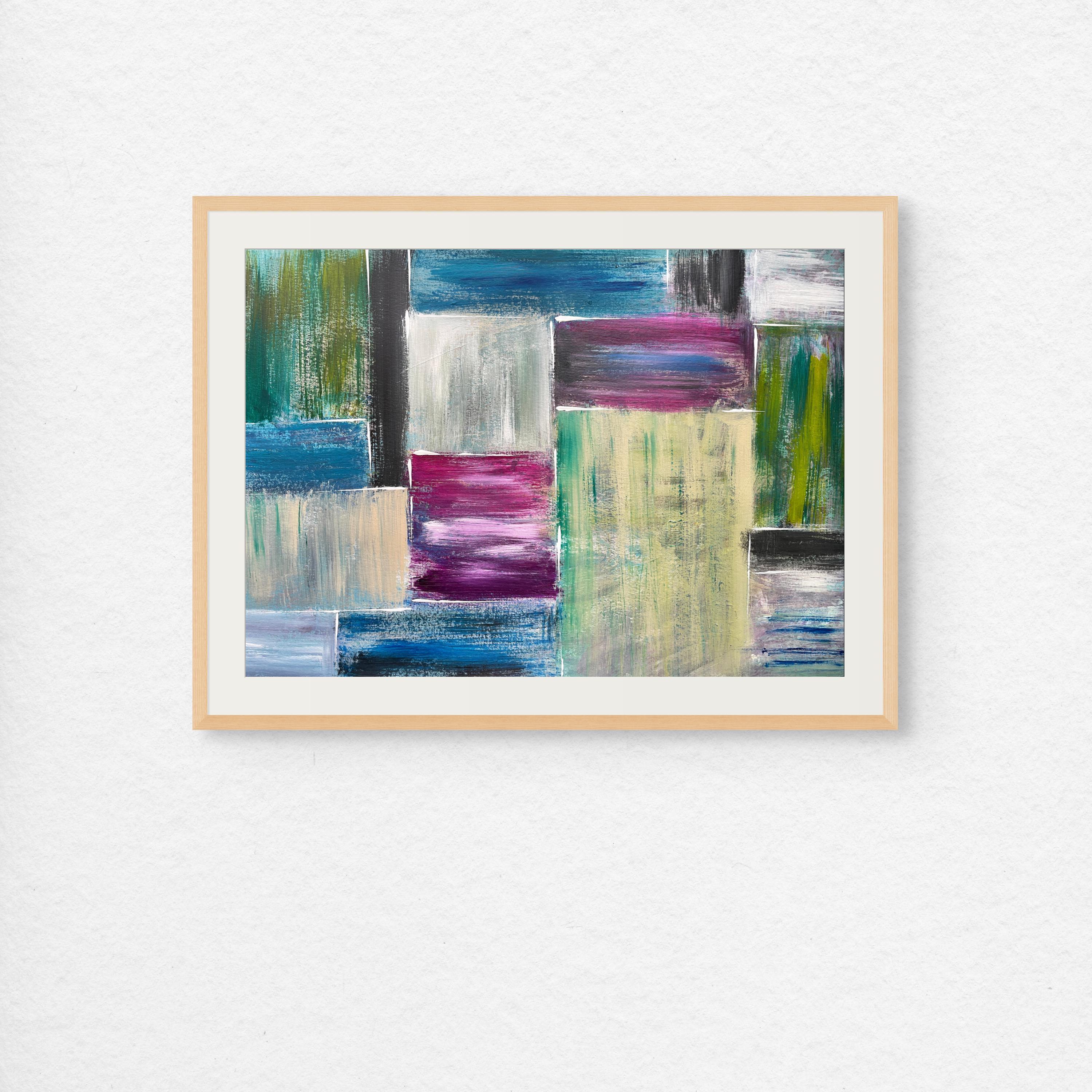 Textured Abstract Painting Digital Download, Geometric Horizontal Wall ...