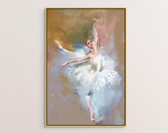 Modern Ballerina Painting Canvas Print, Ballet Dancer Wall Art, Large Figurative Artwork, Dance Teacher Gift