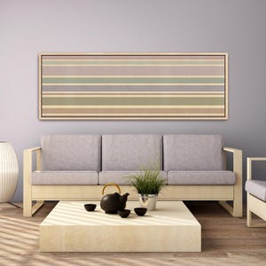 Oversized Horizontal Stripes Wall Art, Soft Pastel Earth Tone Canvas, Warm Beige Cream Giclee Print, Scandinavian Decor