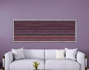 Modern Striped Abstract Geometric Canvas, Magenta Plum Oversized Horizontal Wall Art, Bold Luxury Boho Home Decor