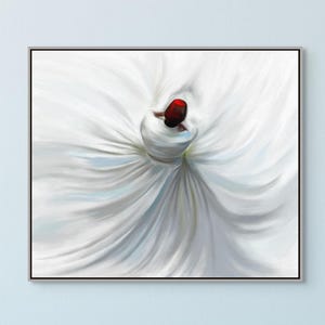 Sufi Whirling Dervish Painting Modern Islamic Art Print, Sufism Spiritual Turkish Wall Art, Rumi Meditation Canvas Decor, Ramadan Gifts