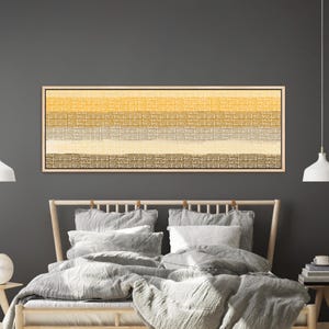 Large Horizontal Kufic Calligraphy, Warm Minimalist Islamic Wall Art, Modern First Kalima Canvas, Panoramic Above Bed Decor