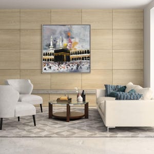 Holy Kaaba Wall Art, Islamic Masjid al-Haram Canvas Print, Mecca Architecture Painting Decor immagine 14