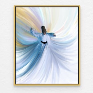 Sufi Wall Art Whirling Dervish Painting, Spiritual Islamic Art Canvas Print, Sufism Persian Wall Art, Turkish Home Decor, Muslim Gifts