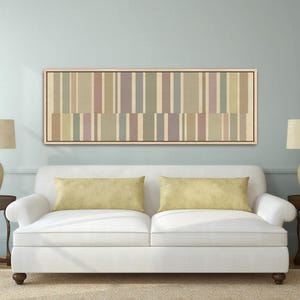 Soft Earthy Neutral Stripes Wall Art, Oversized Horizontal Wabi Sabi Print, Vintage Geometric Color Block Canvas, Boho Decor