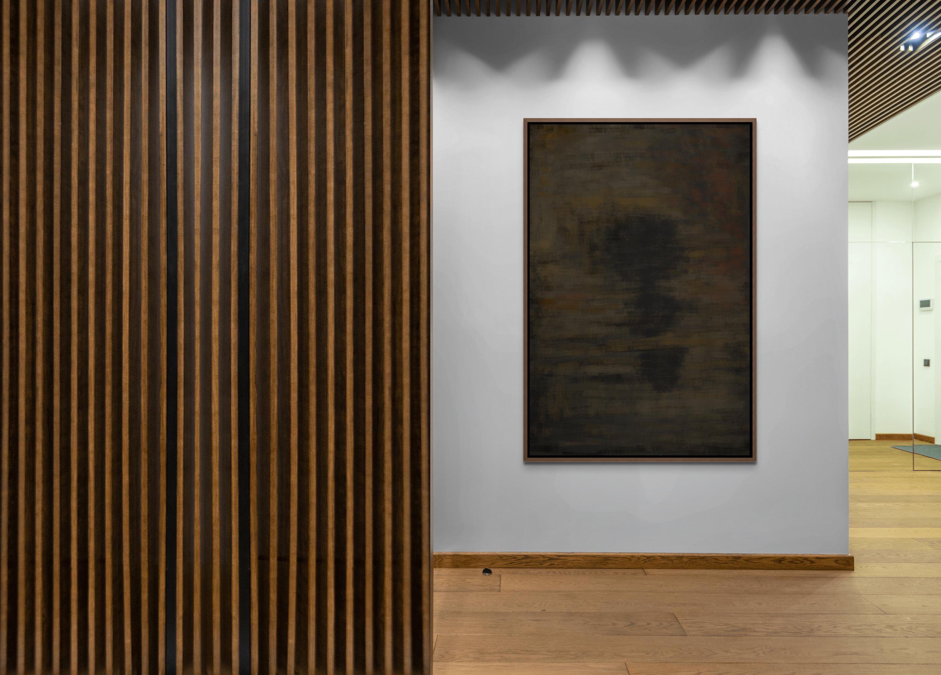 Dark Abstract Textured Rectangular Artwork, Tall Mid Century Modern ...