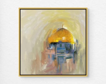Dome of the Rock Canvas Print, Masjid Al Aqsa Wall Art, Palestine Islamic Painting, Jerusalem Home Decor
