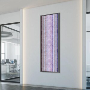 Striped Abstract Tall Narrow Wall Art, Minimalist Woven Texture Canvas, Big Framed Rectangular Artwork, Modern Calming Decor