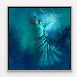 Sufi Painting Art Whirling Dervish, Sufi Wall Art Canvas Print, Sufism Modern Islamic Spiritual Art Canvas, Muslim Home Decor Ramadan