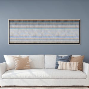Abstract Linear Horizontal Wall Art, Modern Minimalist Thin Stripes Painting, Panoramic Earthy Tones Framed Print, Boho Home Decor