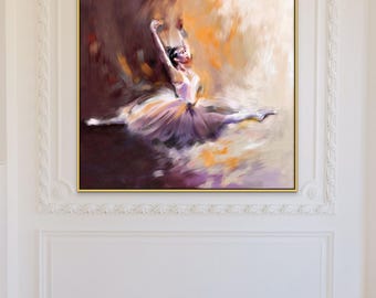 Ballerina Painting Canvas Ballerina Wall Art, Ballet Dancer Framed Canvas Print, Dance Studio Wall Decor, Dancer Gift