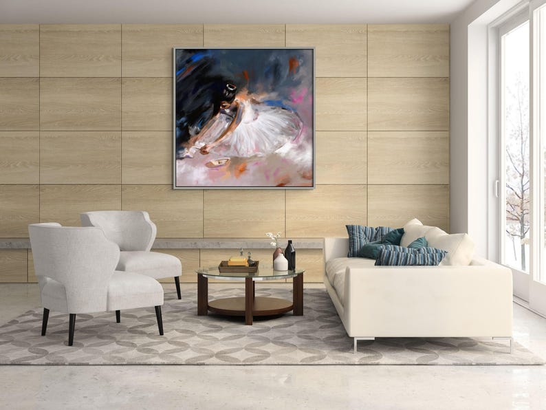 Ballerina Painting Original Ballet Wall art, Dance Studio Decor, Classical Dancer Oil Painting Canvas, Ballet Gifts for Girls