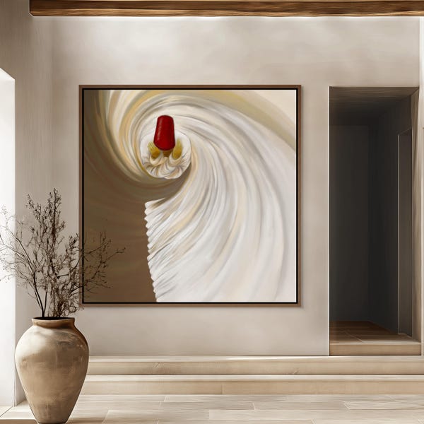 Sufi Whirling Dervish Painting, Modern Original Islamic Art Prints, Sufism Spiritual Canvas Decor, Rumi Muslim Wall Art