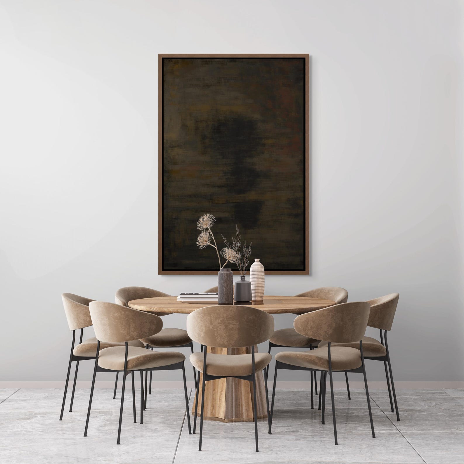 Dark Abstract Textured Rectangular Artwork, Tall Mid Century Modern ...
