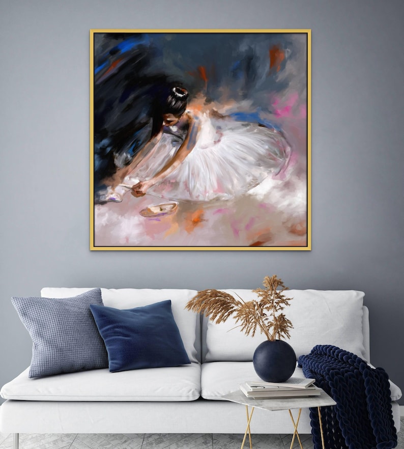 Ballerina Painting Original Ballet Wall art, Dance Studio Decor, Classical Dancer Oil Painting Canvas, Ballet Gifts for Girls