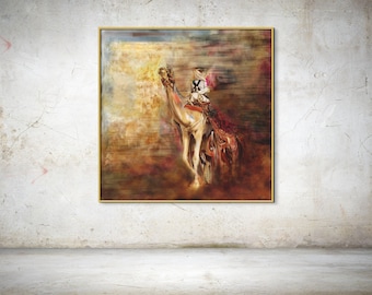 Camel Oil Painting Original Arab Wall Art, Middle Eastern Beduin Decor, Desert Large Stretched Canvas, Moroccan Arabian Home Decor