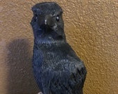 Raven- Fun little chainsaw carved Raven for home, cabin, office, or great gift for bird lover, or sports fan