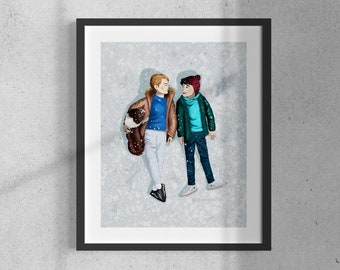 Heartstopper Nick and Charlie Print – Snow Scene LGBT Art