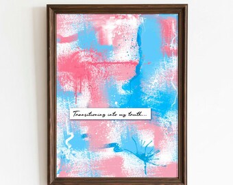 Trans Art Abstract Print | Transgender Gift for Trans Pride | Queer Art Digital Download | Subtle Pride
