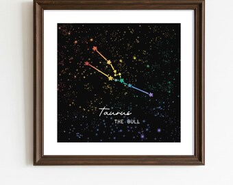 Taurus Zodiac Sign - Queer Art Astrology Poster | Digital Download | Rainbow Printable