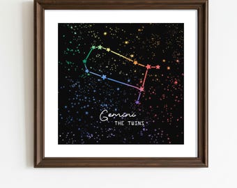 Gemini Zodiac Sign - Queer Art Astrology Poster | Digital Download | Rainbow Printable