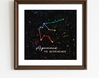 Aquarius Zodiac Sign - Queer Art Astrology Poster | Digital Download | Rainbow Printable