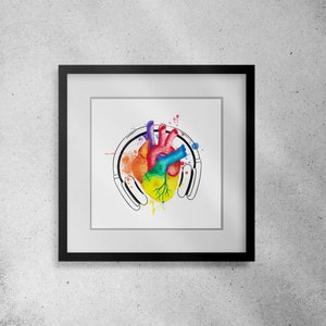 Rainbow Heart -  Subtle LGBT Wall Art for Gay Home Decor | Queer Art Poster for your safe space | Rainbow Pride Merch as coming out gift
