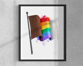 Rainbow Interracial Flag Print – LGBT Pride Wall Art