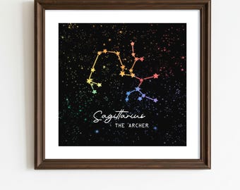 Sagittarius Zodiac Sign - Queer Art Astrology Poster | Digital Download | Rainbow Printable
