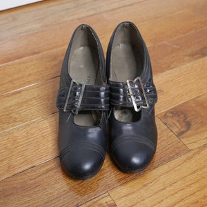 True Vintage 1940's Styled by Clarice Maryjane Shoes in Black US Womens Size 5/5.5 image 1