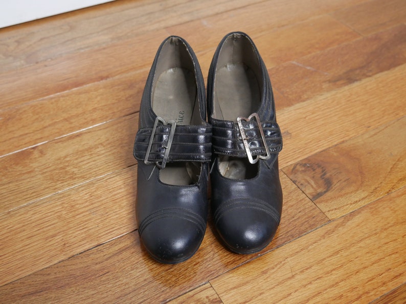 True Vintage 1940's Styled by Clarice Maryjane Shoes in Black US Womens Size 5/5.5 image 1