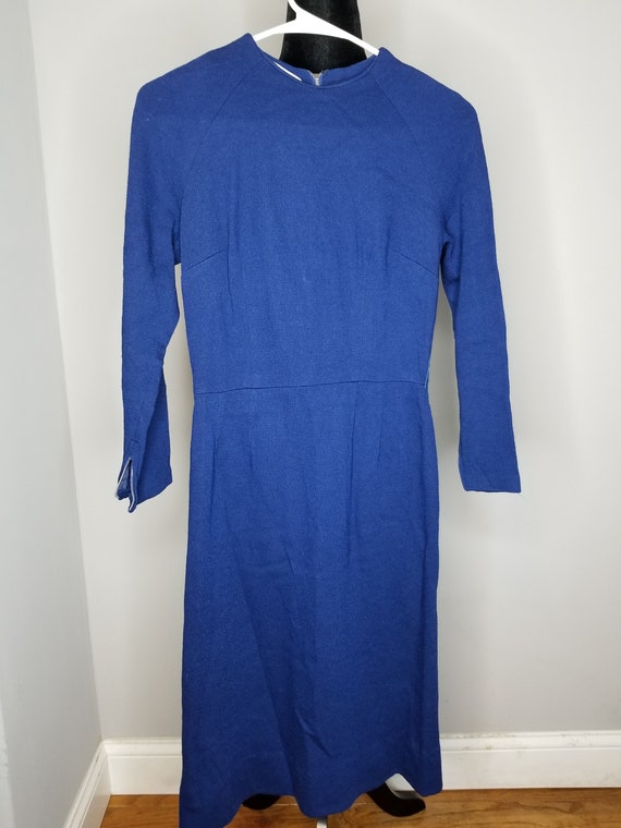 Miss Rubette 1950s Wool Blend Dress in Bright Blue