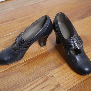 True Vintage 1940's Styled by Clarice Maryjane Shoes in Black US Womens Size 5/5.5 image 2
