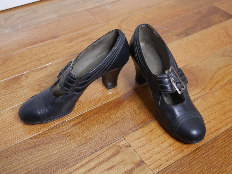 True Vintage 1940's Styled by Clarice Maryjane Shoes in Black US Womens Size 5/5.5 image 2