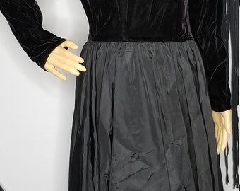 Inky Black 1980s E.D. Michaels Black Evening Party Dress Womens Size Small
