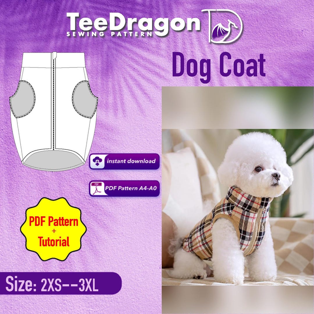 Dog Coat Sewing Pattern PDF, Dog Vest Pattern, Pet Jacket Pattern, DIY ...