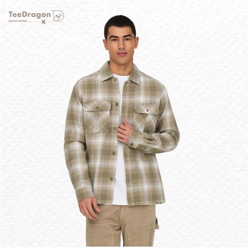 Men's Shirt Jacket Sewing Pattern PDF | DIY Jacket Pattern XS-3XL ...